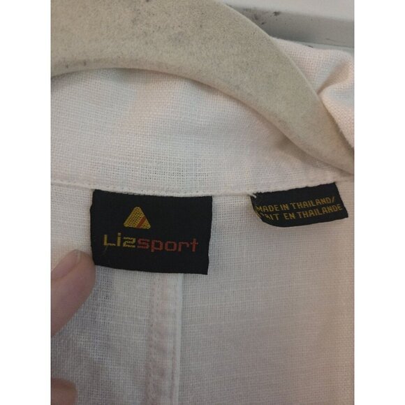 90s Liz Sport Cotton Linen Blazer Womems Sz L French Seams Classic - Picture 3 of 14